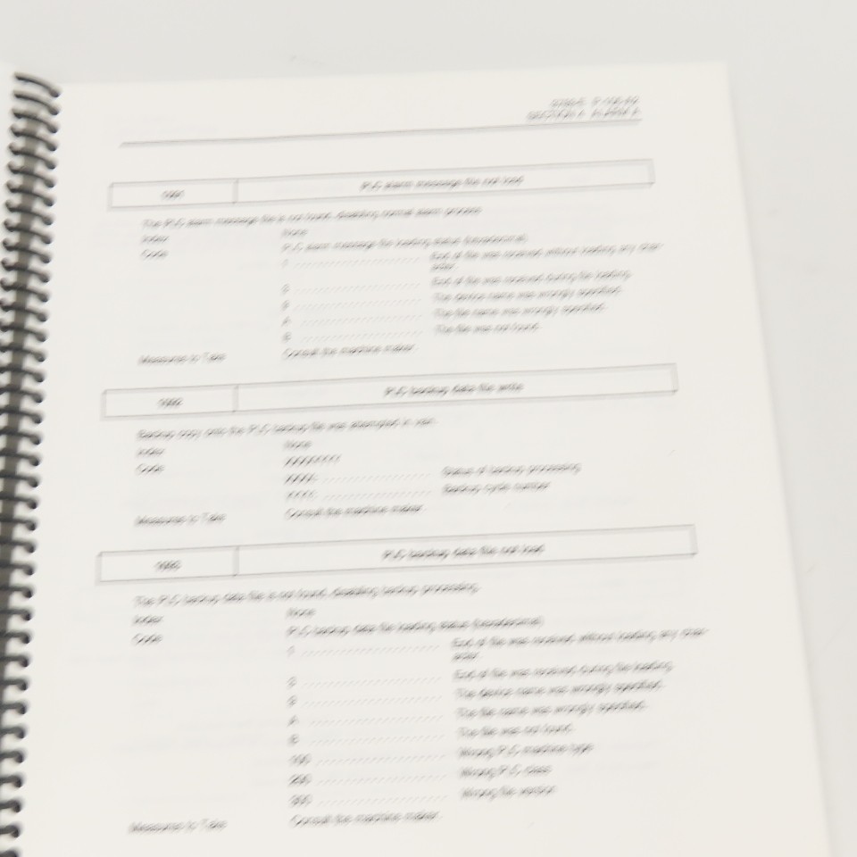 Okuma OSP7000M OSP700M 3789-E-R2 Alarm & Error Lost Manual 3rd Edition