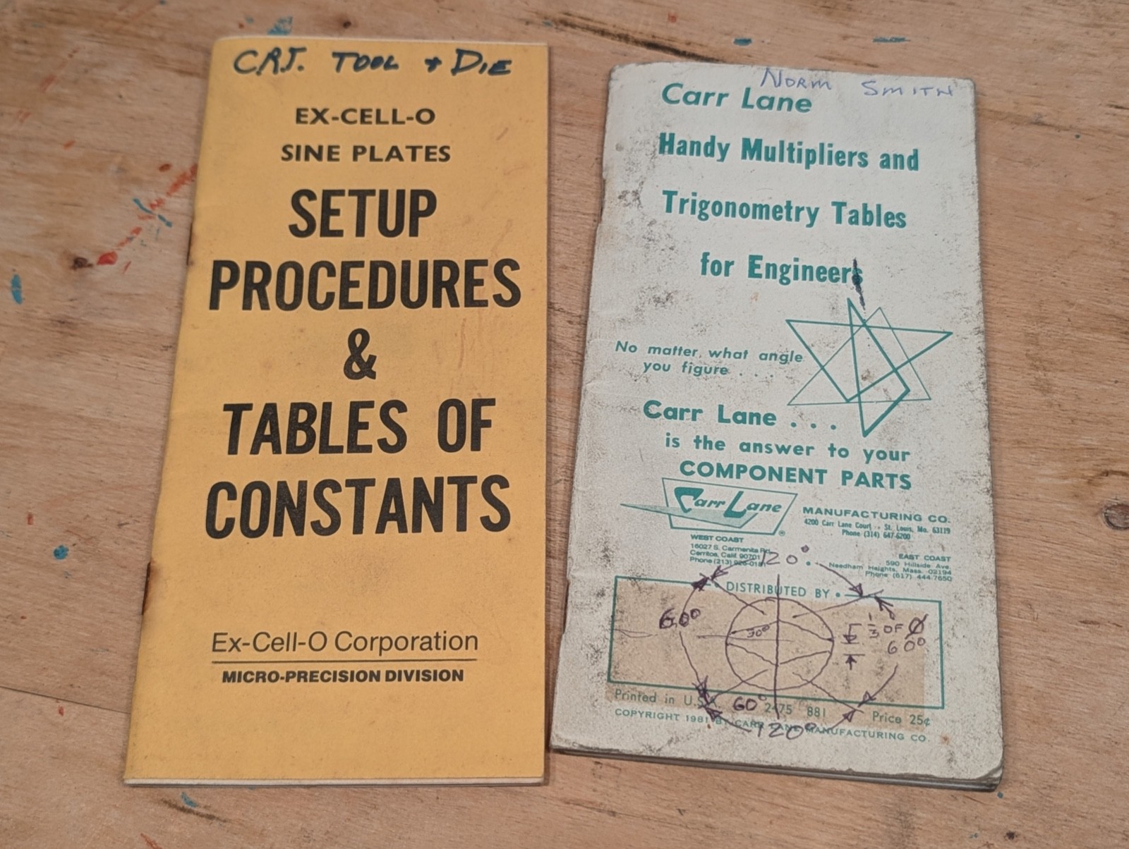 Carr Lane Handy Multipliers & Trigonometry Tables For Engineers 1981 + Bonus