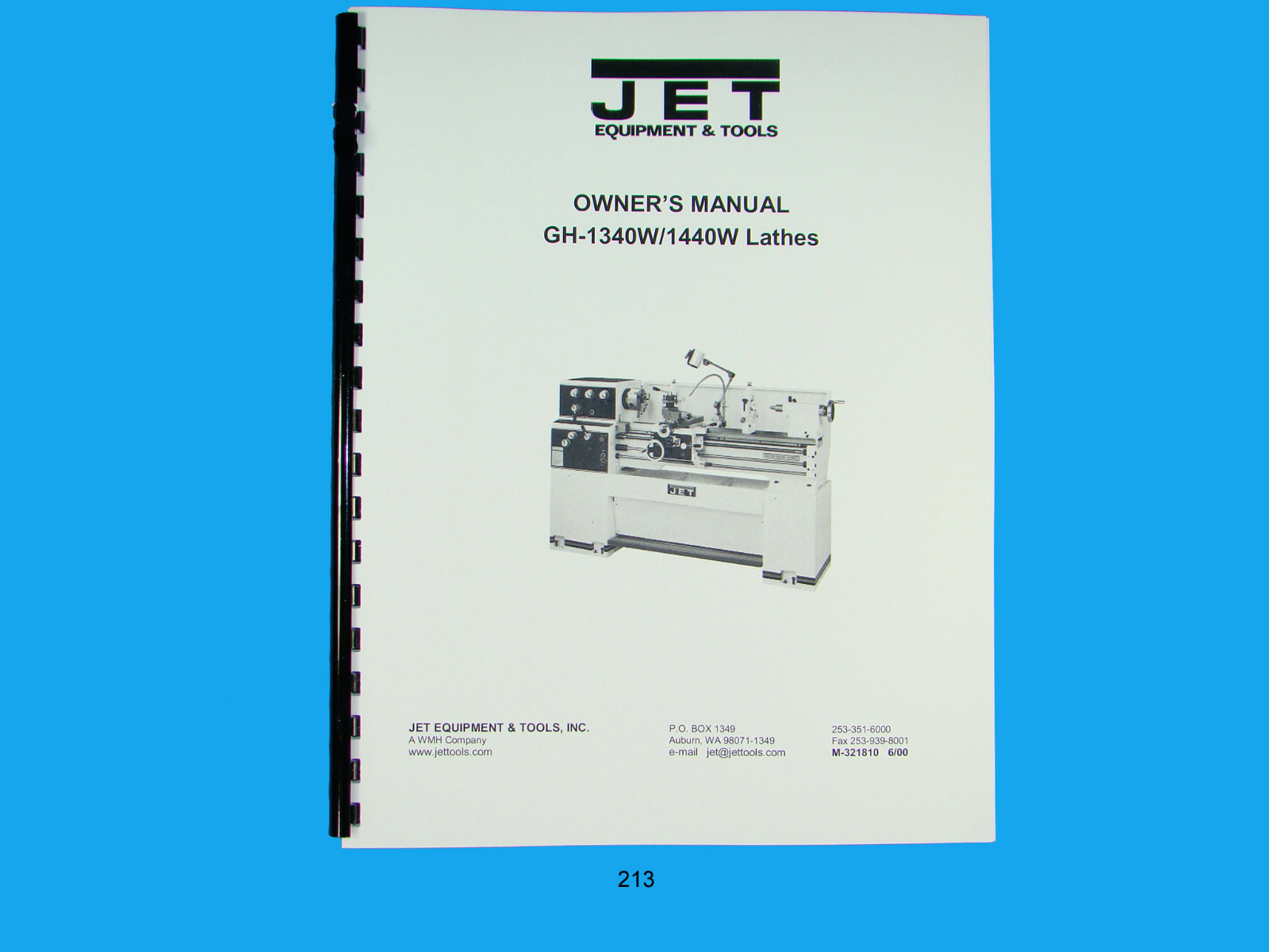 Jet GH-1340W/1440W Lathe Owners Manual *213