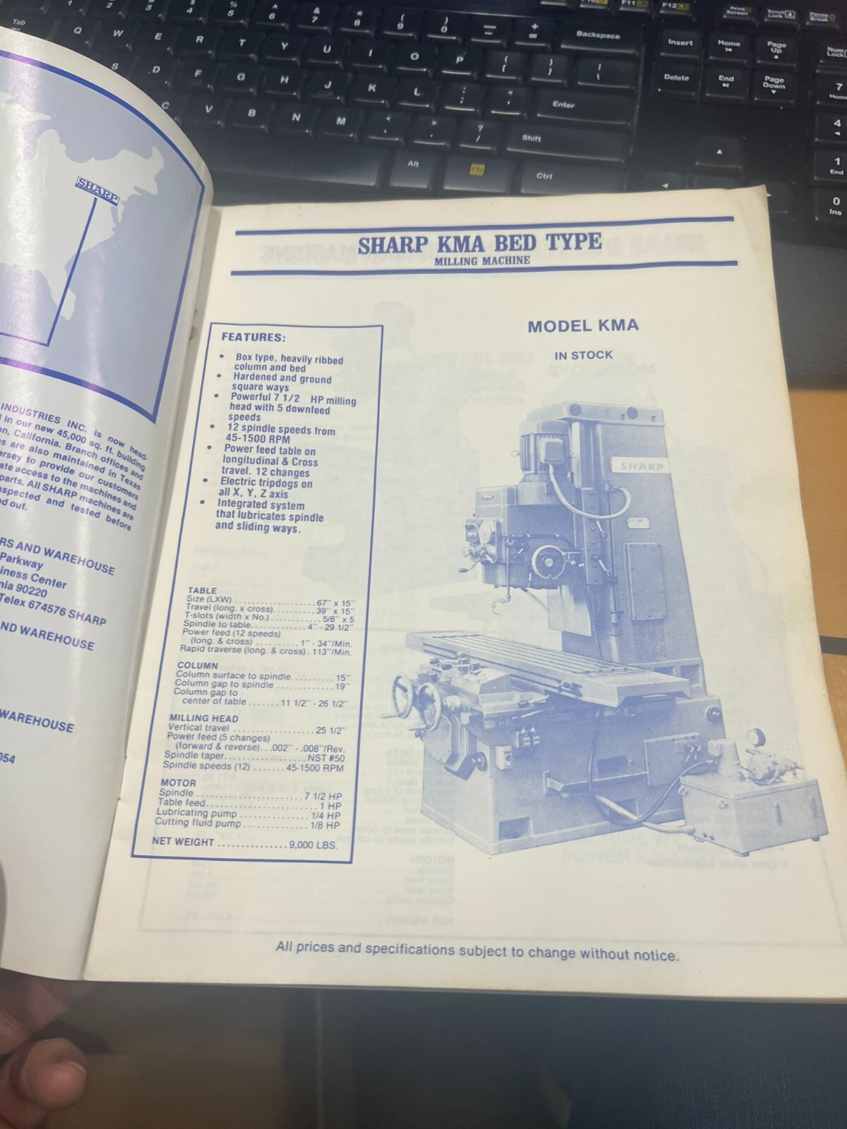 Sharp machine tool sale brochure
