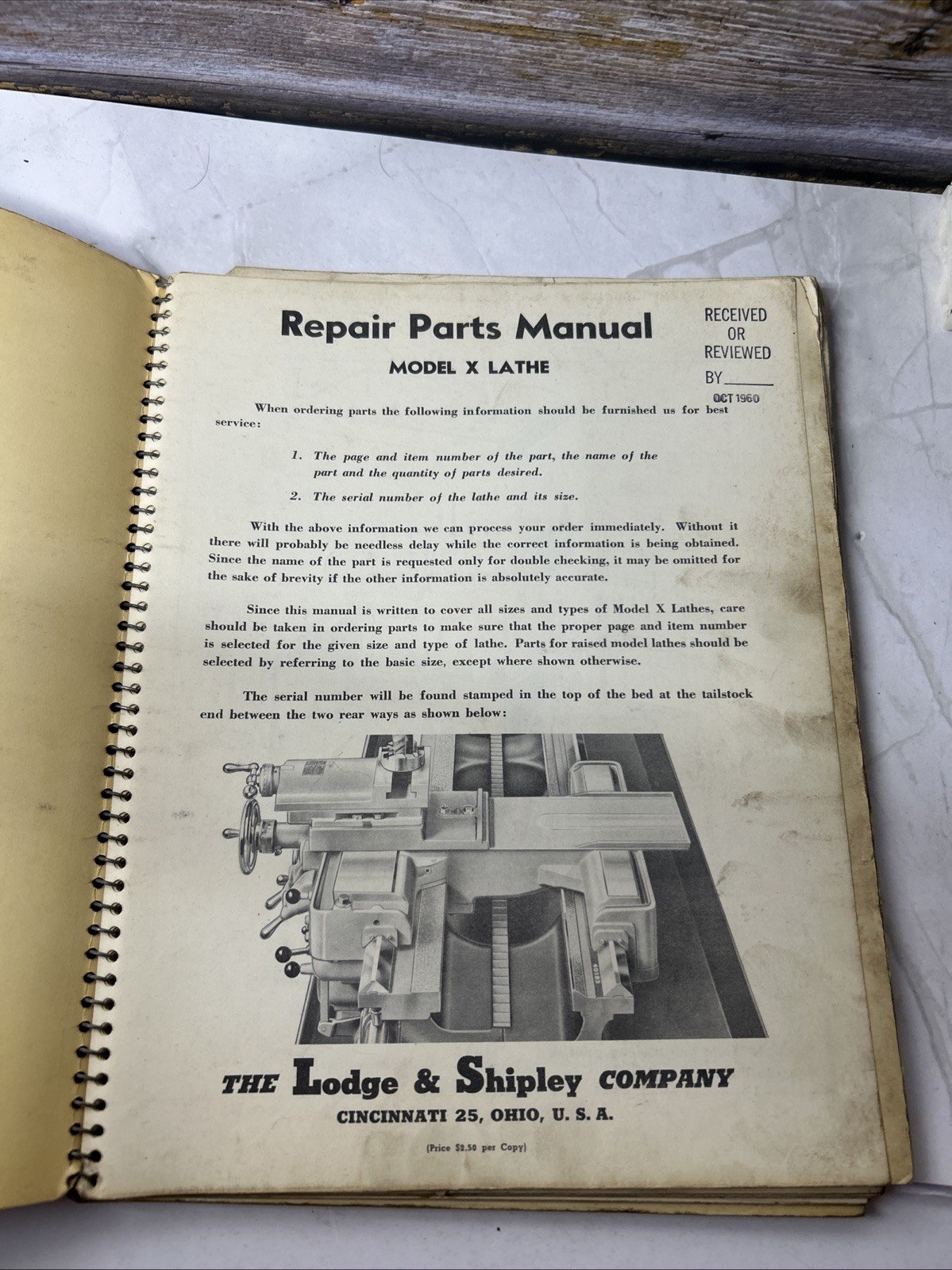 Lodge & Shipley Model X Lathe Instruction Book & Repair & Parts Manual