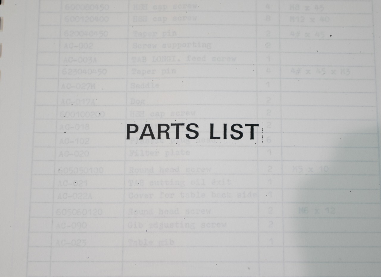 SUPERMAX YCM-2GS Yeong Chin Vertical Milling Operator Parts Manual 97 Pages