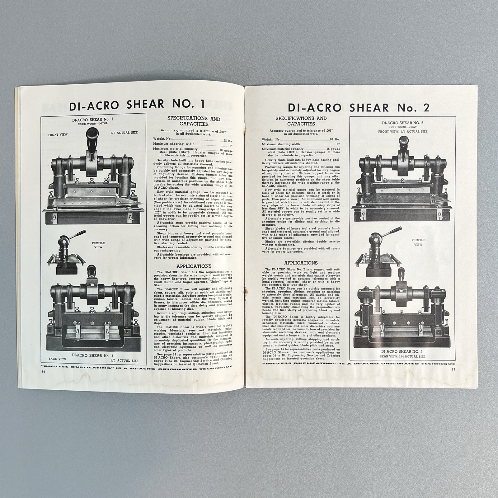 Vtg 1949 Di-Acro Catalog Die-Less Duplicating Coin-Op Aviation Machinist Medical