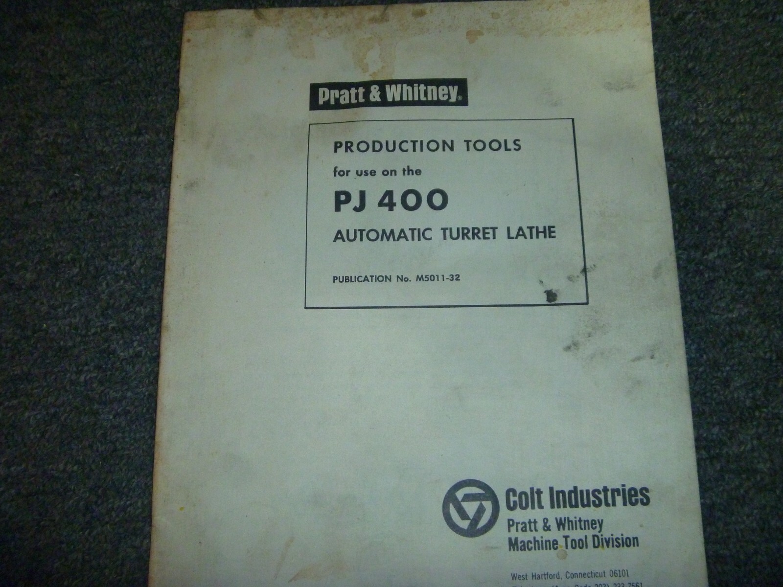 Pratt & Whitney PJ 400 Automatic Turret Lathe Production Tools Manual M5011-32