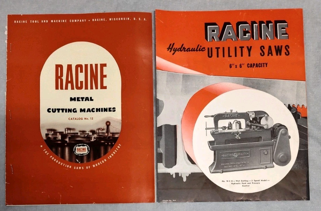 Racine Tool & Machine Co, WI Brochure Metal Working Cutting Saws Catalog Vtg