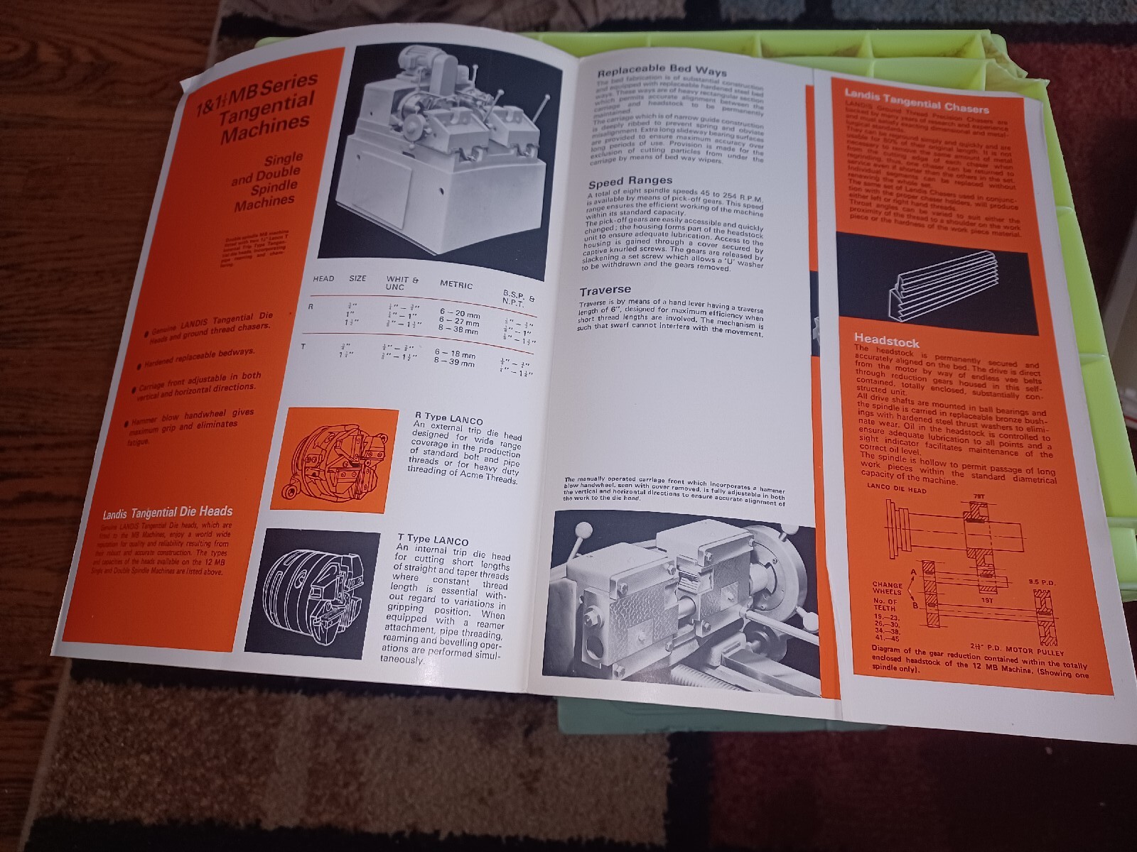 LANDIS THREADING MACHINES Model 12MB Duplex FLYER CATALOG Teledyne MACHINIST Vtg
