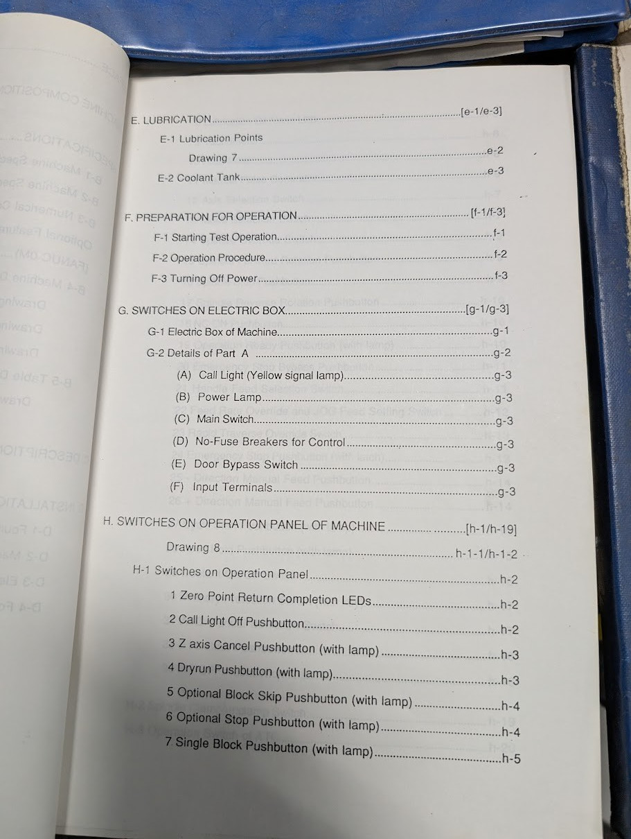 MANUALS FOR EXCEL 510 AND 610 VERTICAL MACHINING CENTERS (VMC) WITH FANUC O-MC