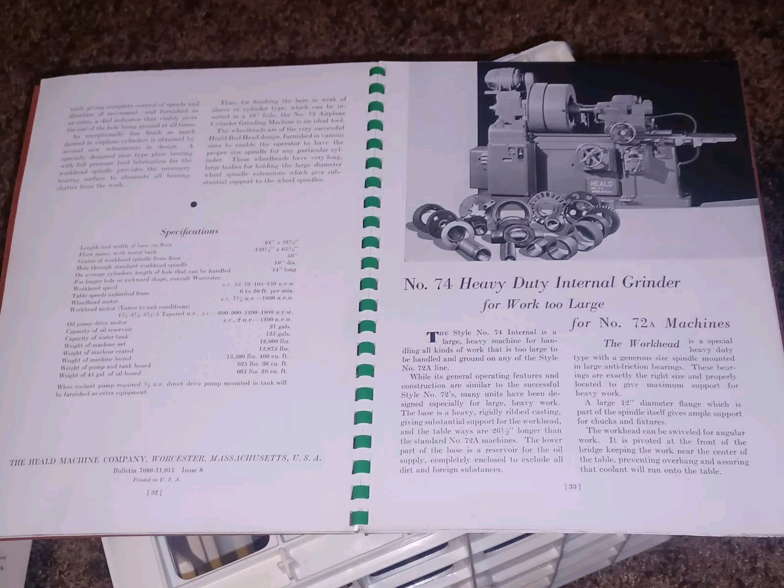 HEALD COMPANY Precision GRINDING BORING Borizing MACHINES CATALOG BOOK Issue 11