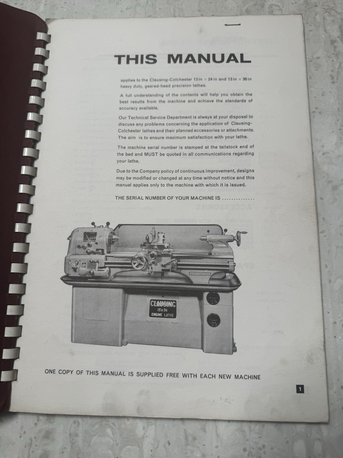 Clausing Colchester Heavy Duty Geared Head Precision Lathes Master Manual