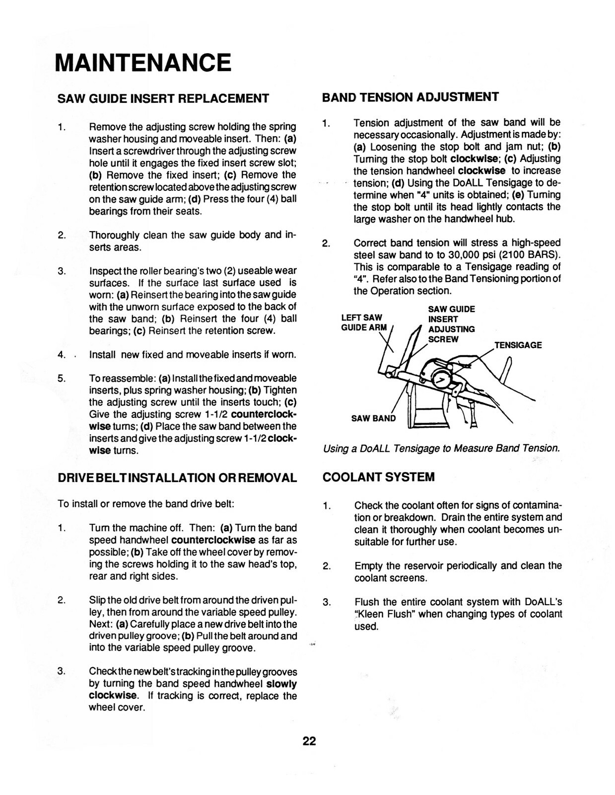 DoALL C-916A Metal Bandsaw Instruction Manual #1739