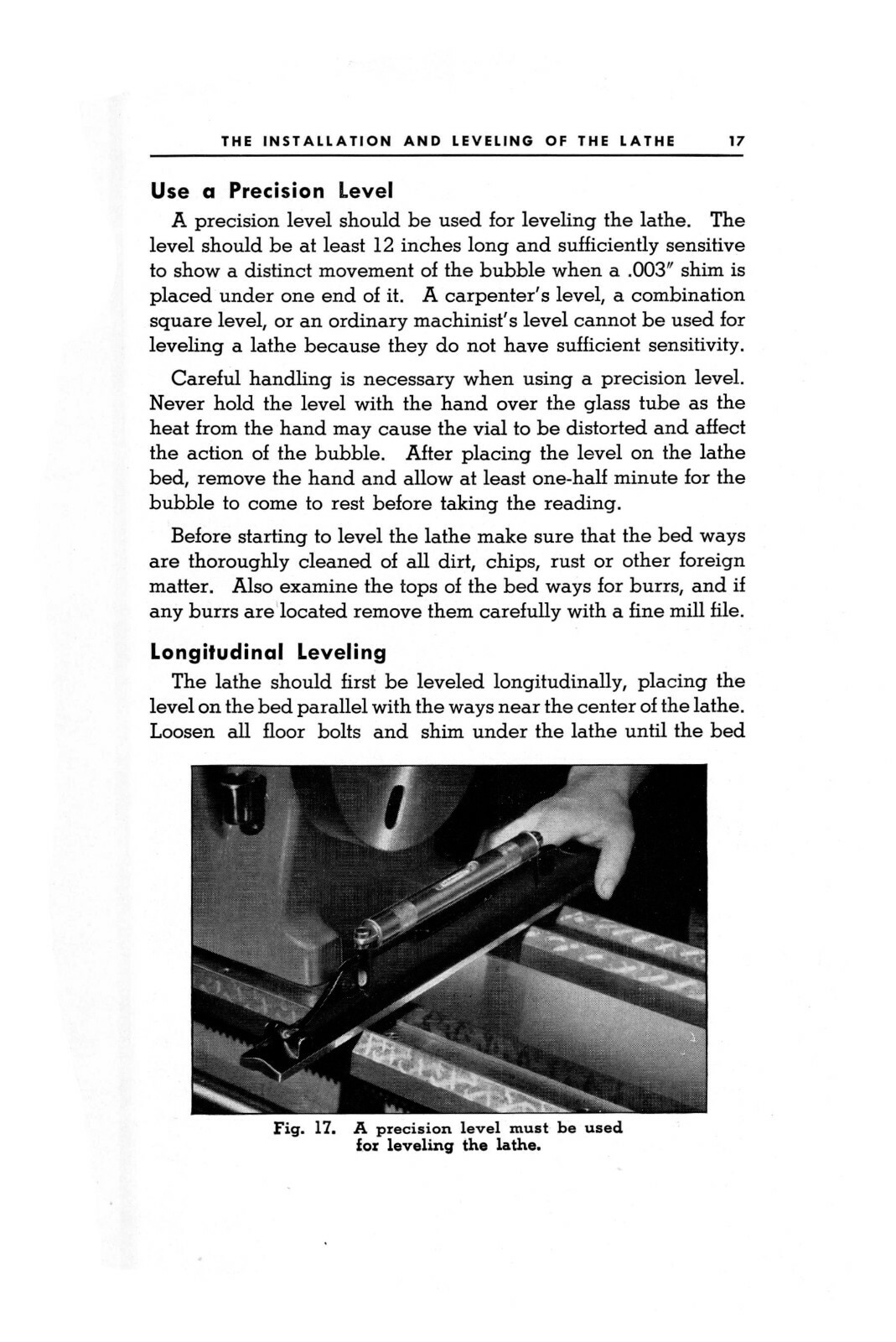 South Bend Installation & Leveling The Lathe Instruction Manual #932