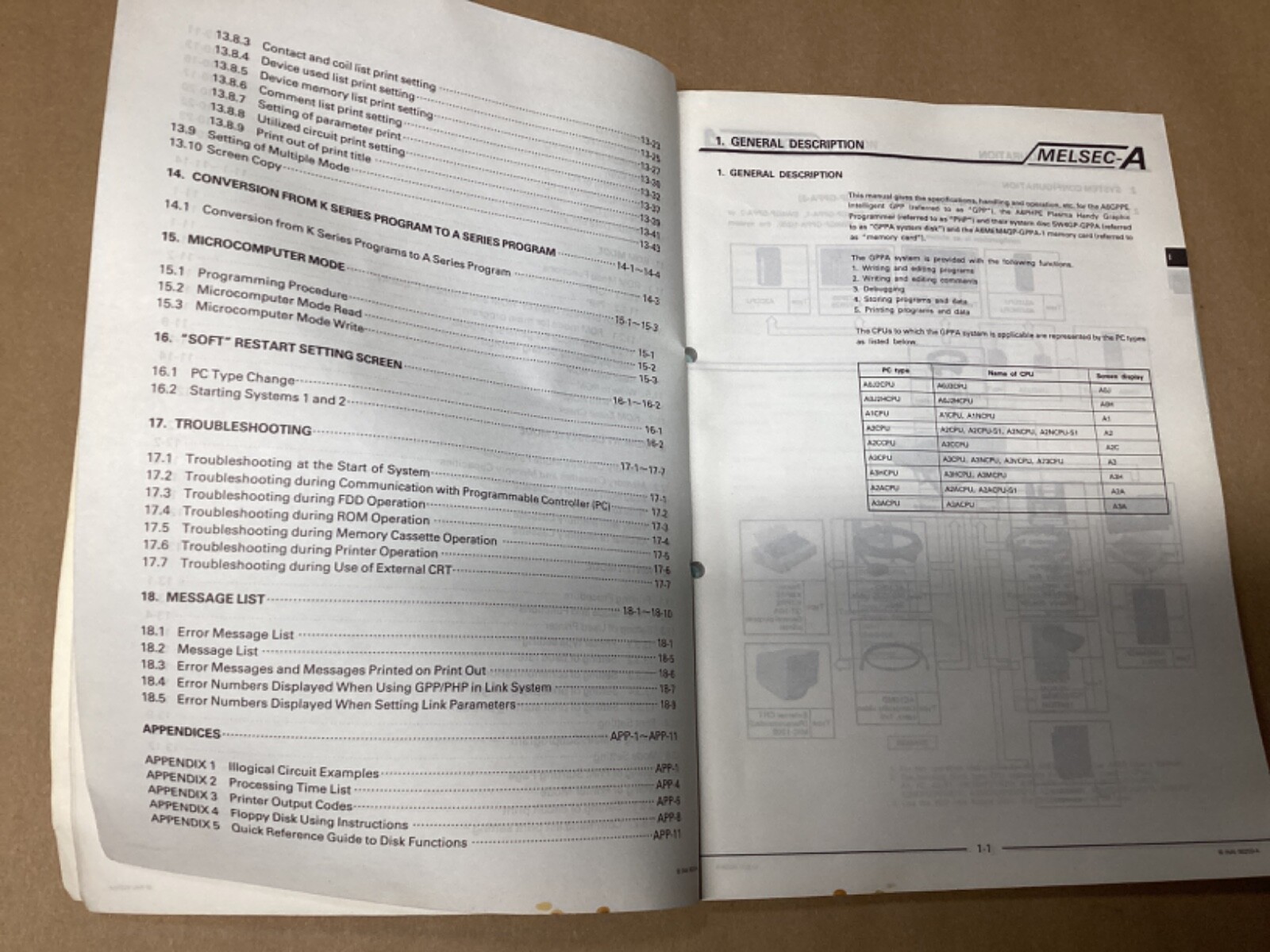 Mitsubishi Melsec-A Type A6GPP/A6PHP Operating Manual #128G24PR7