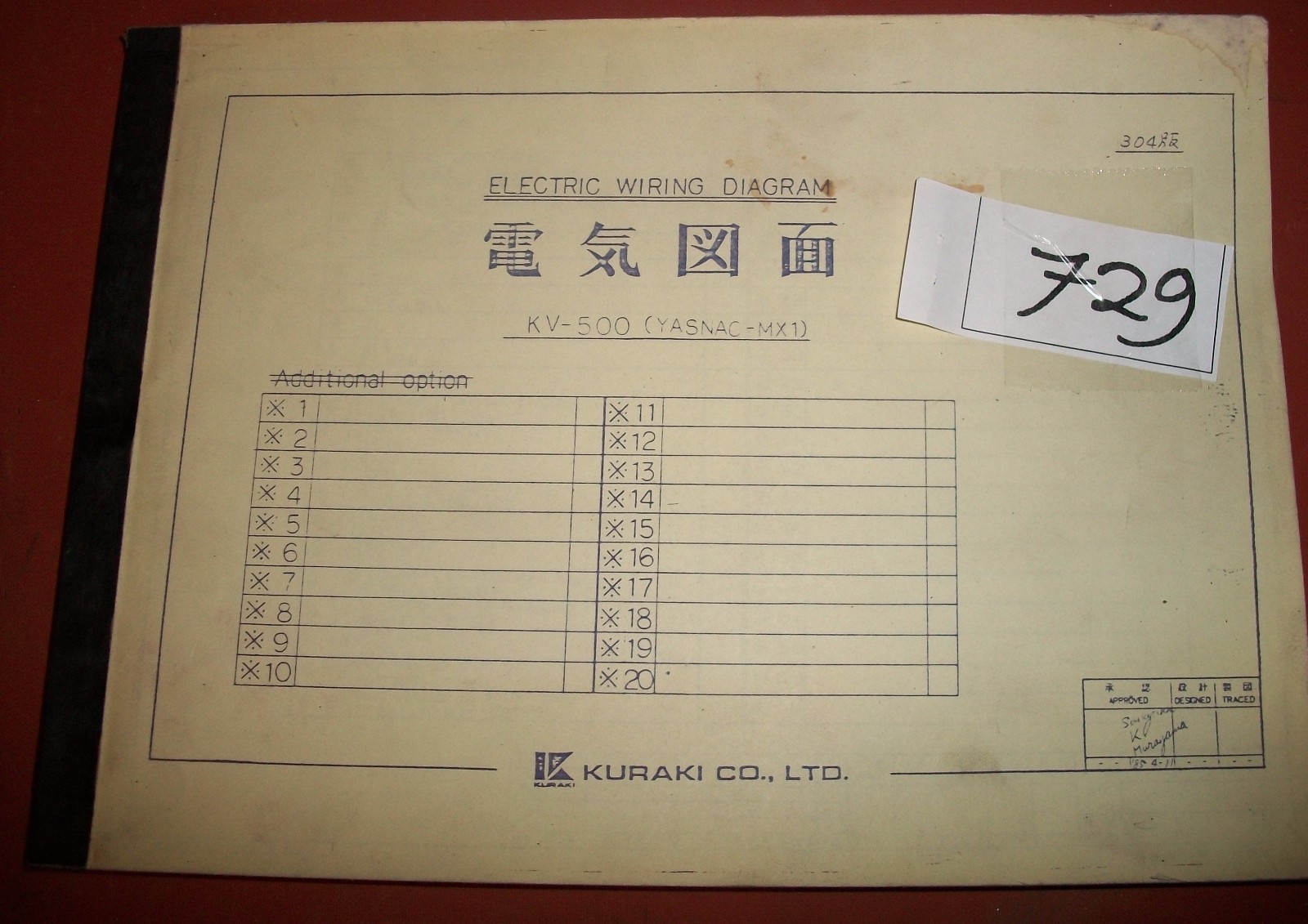 Machine Shop Tool Manual KV500-Wiring Diagram