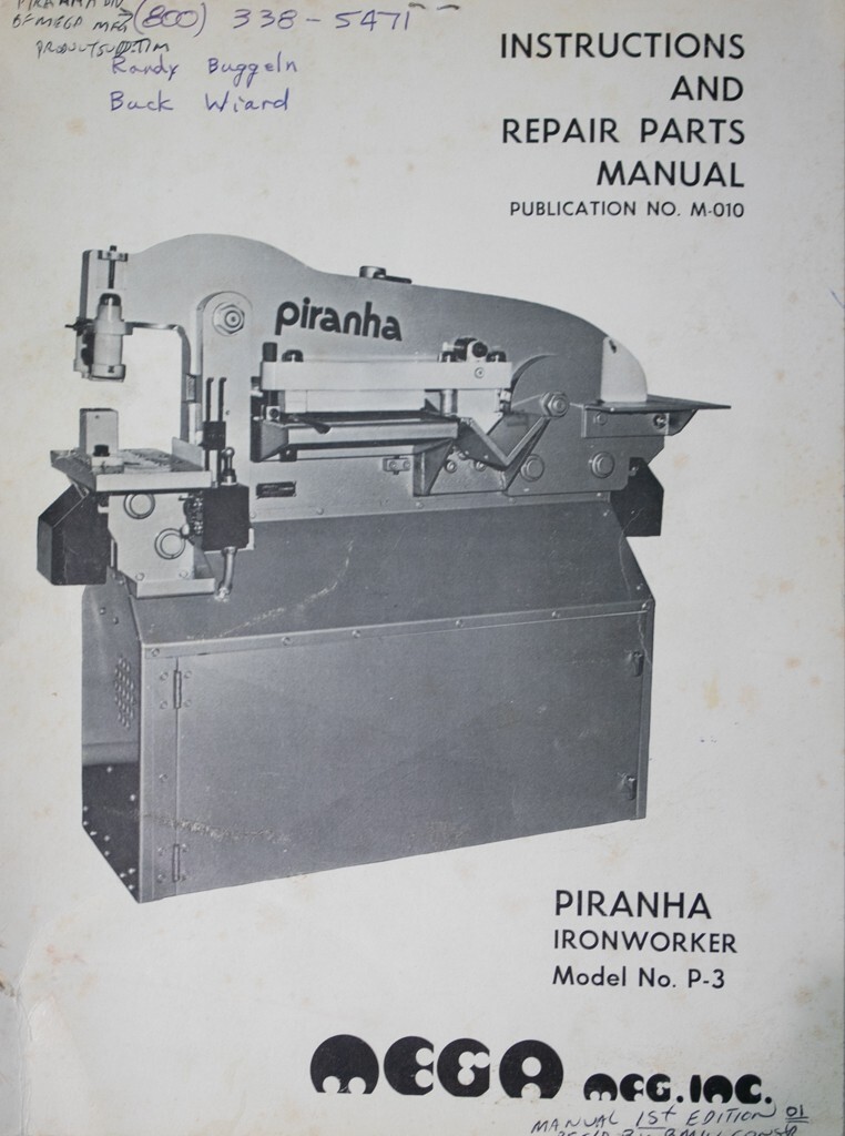 Piranha P-3, Ironworker Operations Service & Parts, 1st edition