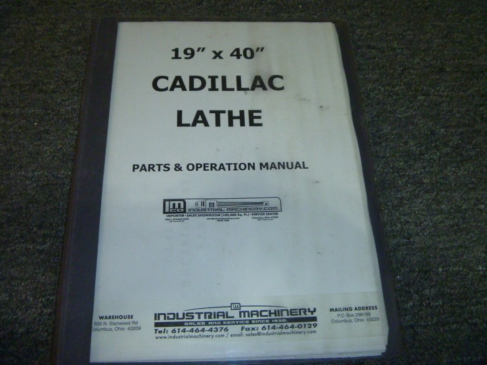 Cadillac Model 19″ x 40″ Lathe Parts Catalog Manual & Owner Operator MAnual