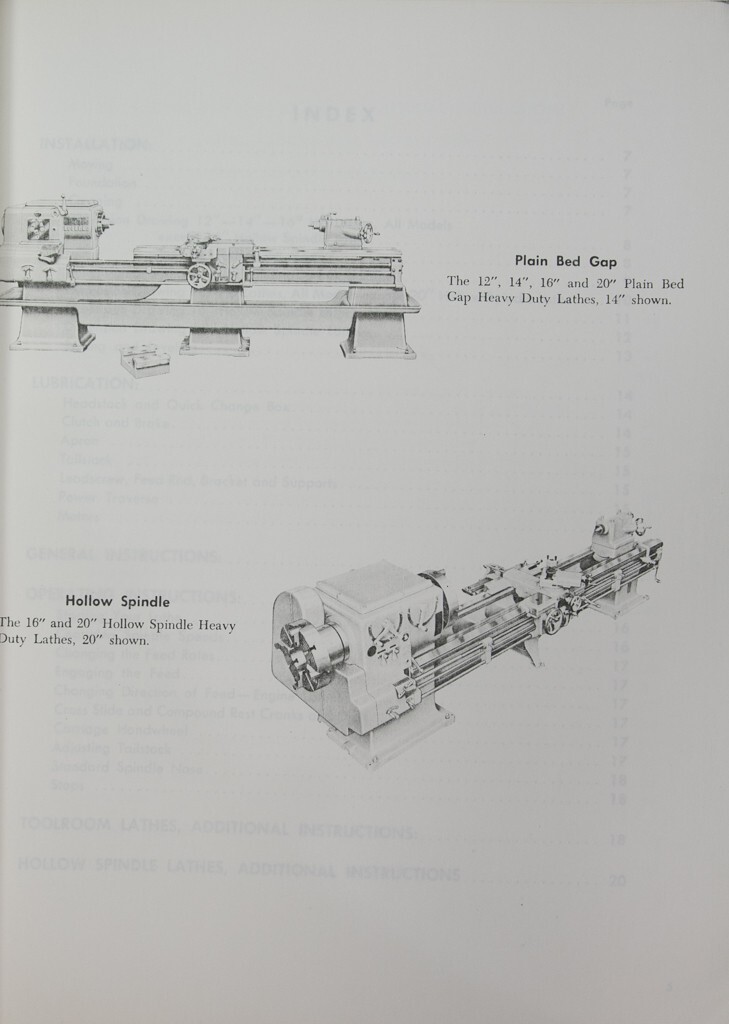 Leblond 12″, 14″ 16″ 16/38 20″, Lathe, 125 Pg, Instruction and Parts Manual COPY