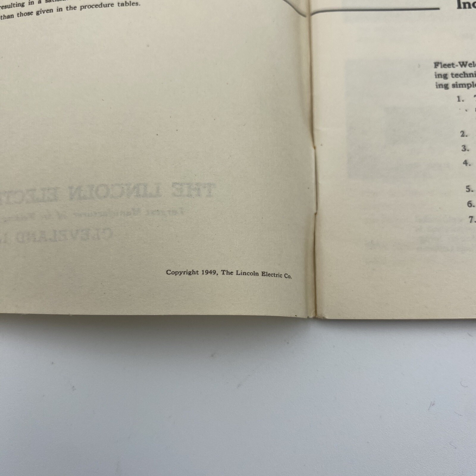 Vintage 1949 Lincoln Electric Co “Fleet-Welding” Manual Booklet