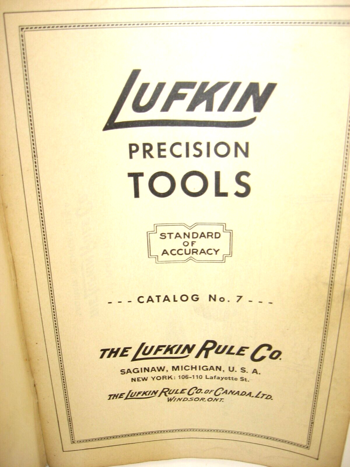Lufkin Precision Tools Catalog, No 7—, Lufkin Rule Co, Saginaw, MI (1940’s)