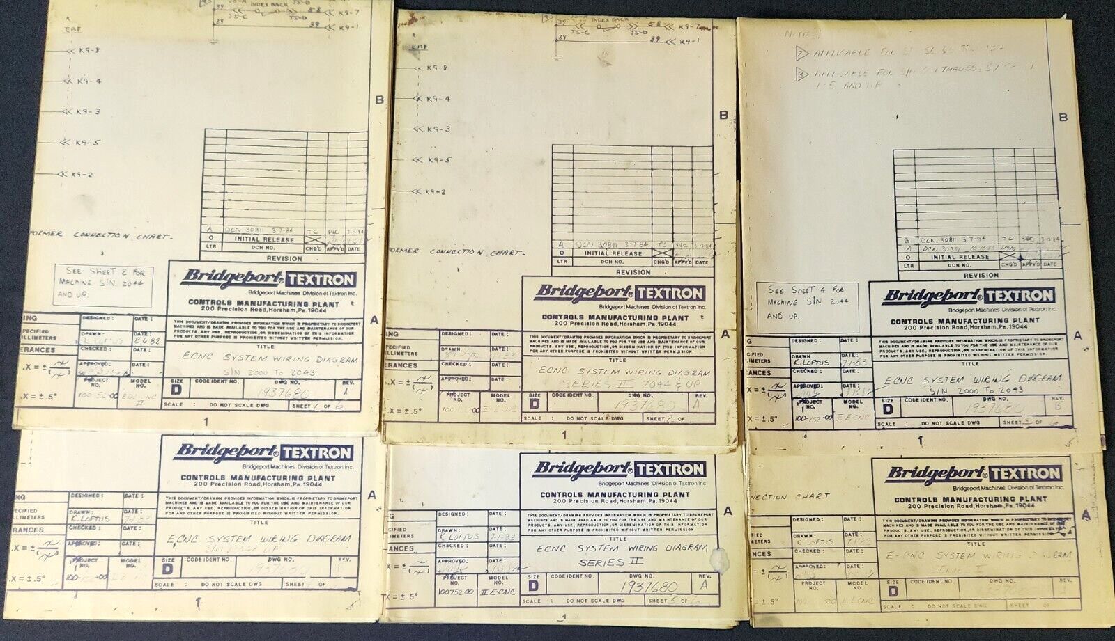 Bridgeport Milling Machine Original ECNC System Wiring Diagram 6 Pages #1937680