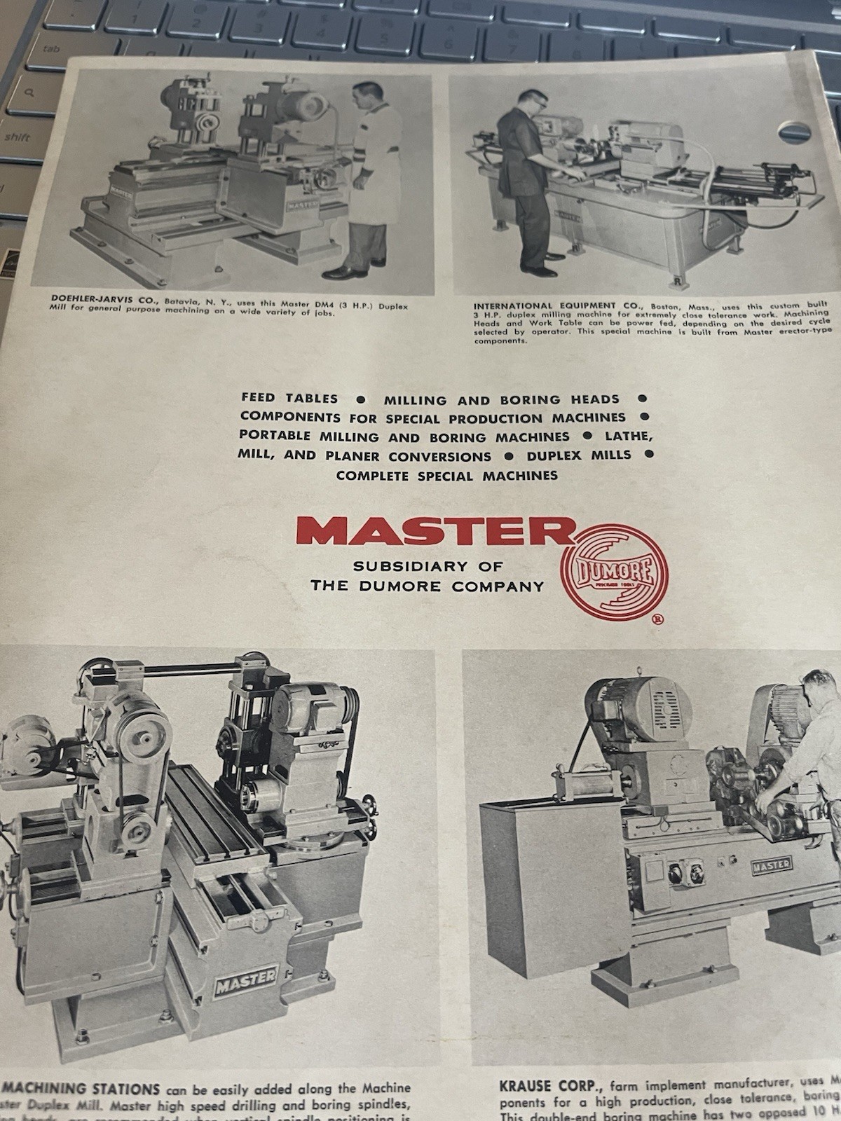 Master Machine Tools Duplex Mill Sales Brochure
