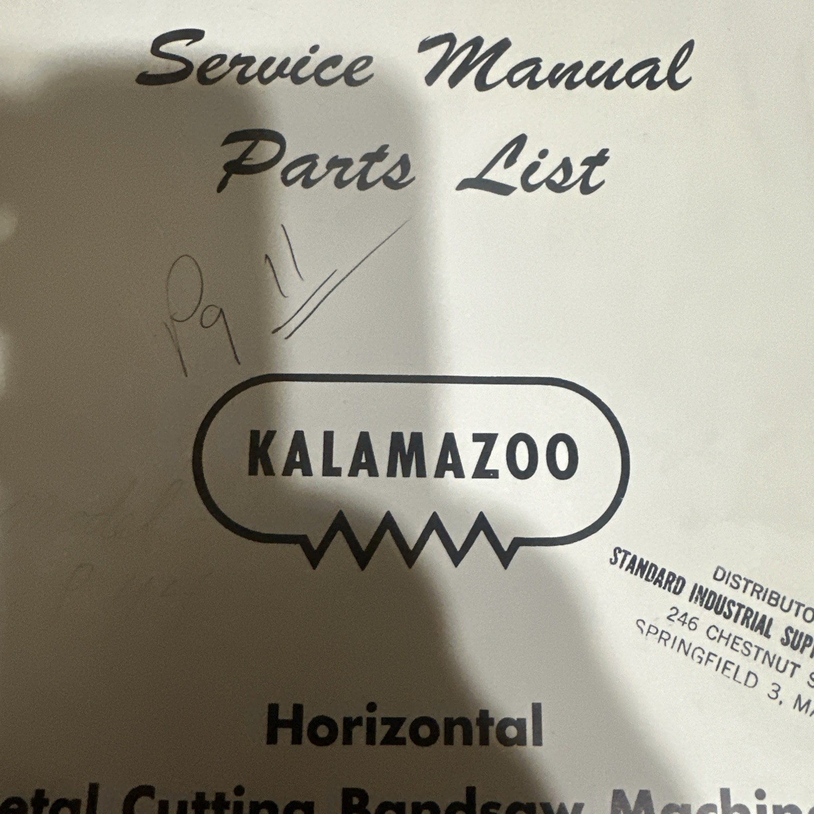 Kalamazoo Horizontal Metal Cutting Bandsaw Machines Manual Book