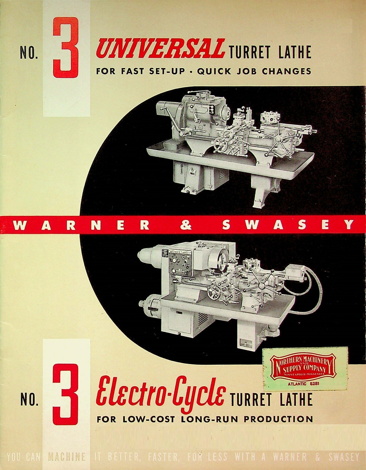 Lathe Manual Fits Warner & Swasey #3 Universal & Electro Cycle Turret 1949 SW17