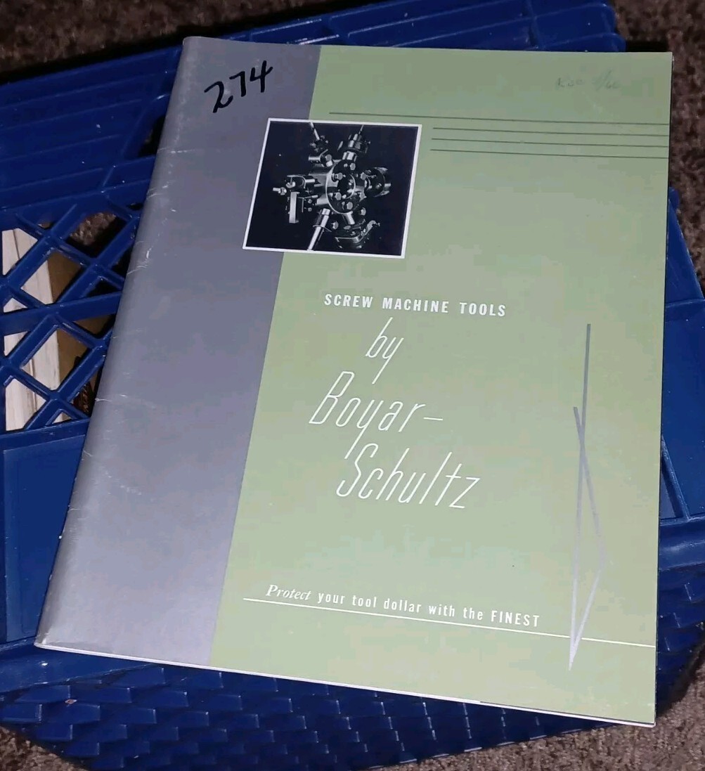 BOYAR SCHULTZ SCREW Machine Tools SALES CATALOG Book Machinist TOOL ILLINOIS Vtg