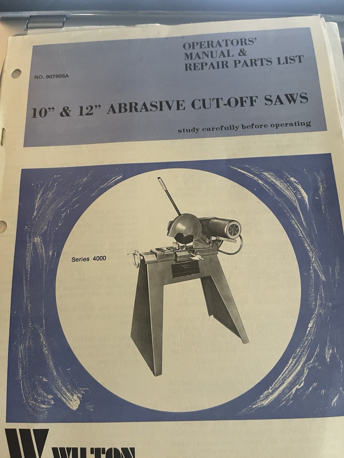 Wilton 10″ & 12″ Abrasive CutOff Saws Operator’s Manual/RepairParts List-2 BKLts