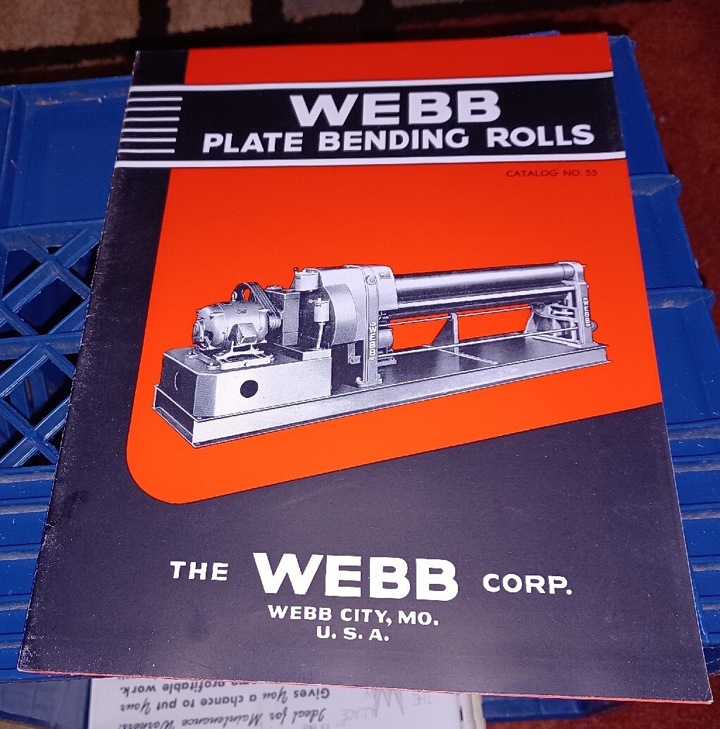 Webb Corporation PLATE BENDING ROLLS industrial Machinist Tools Book Catalog #55