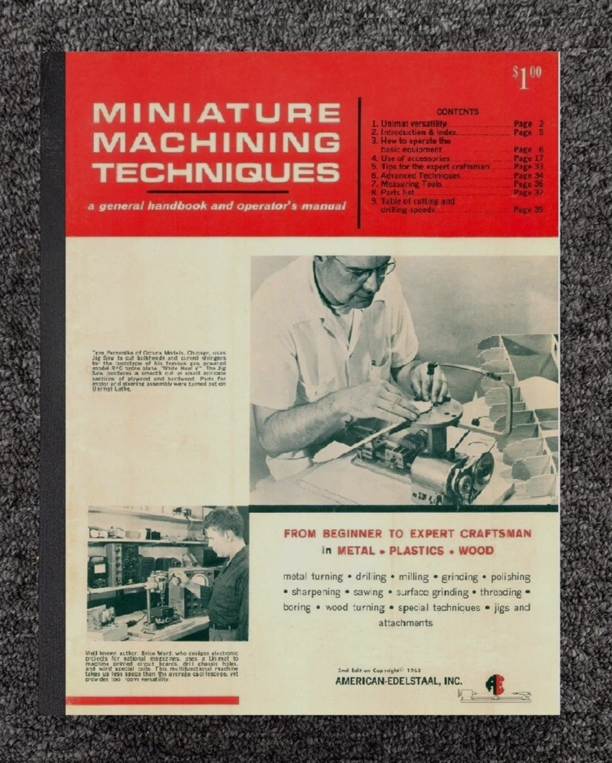 41 Unimat DB-SL Mini Lathe Operators Inst Manual Fits AEI MMT Red MM41