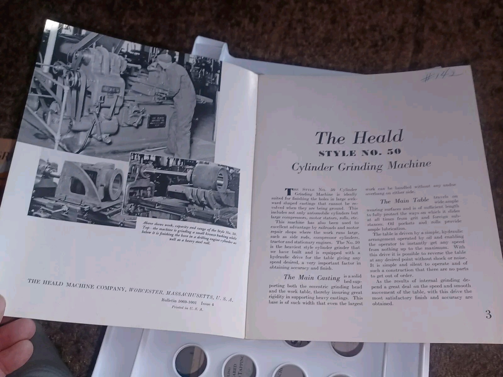 HEALD COMPANY Sales Catalog CYLINDER GRINDING MACHINE Style NO 50 Bulletin Book