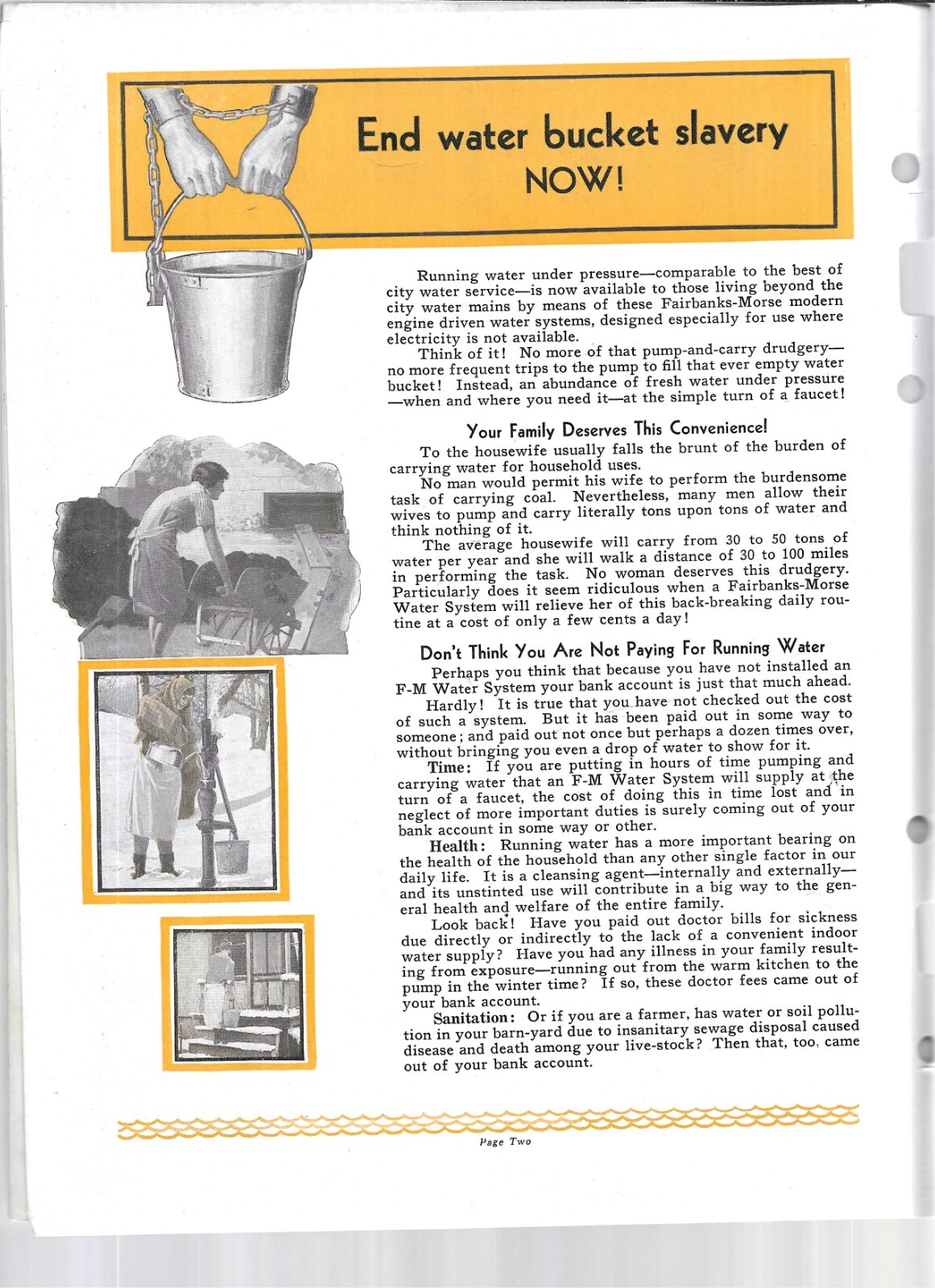 FAIRBANKS-MORSE ENGINE DRIVERS WATER SYSTEMS VINTAFE BROCHURE-1930’S?