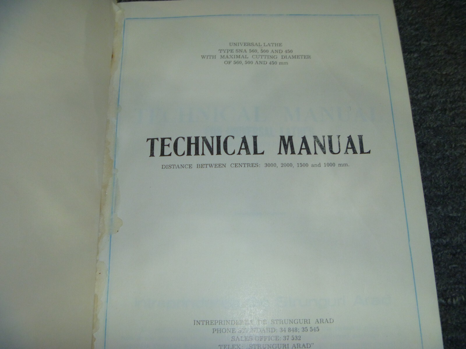1979 Lathe Tour Drehbank SNA450 Universal Lathe Service Technical Manual xz