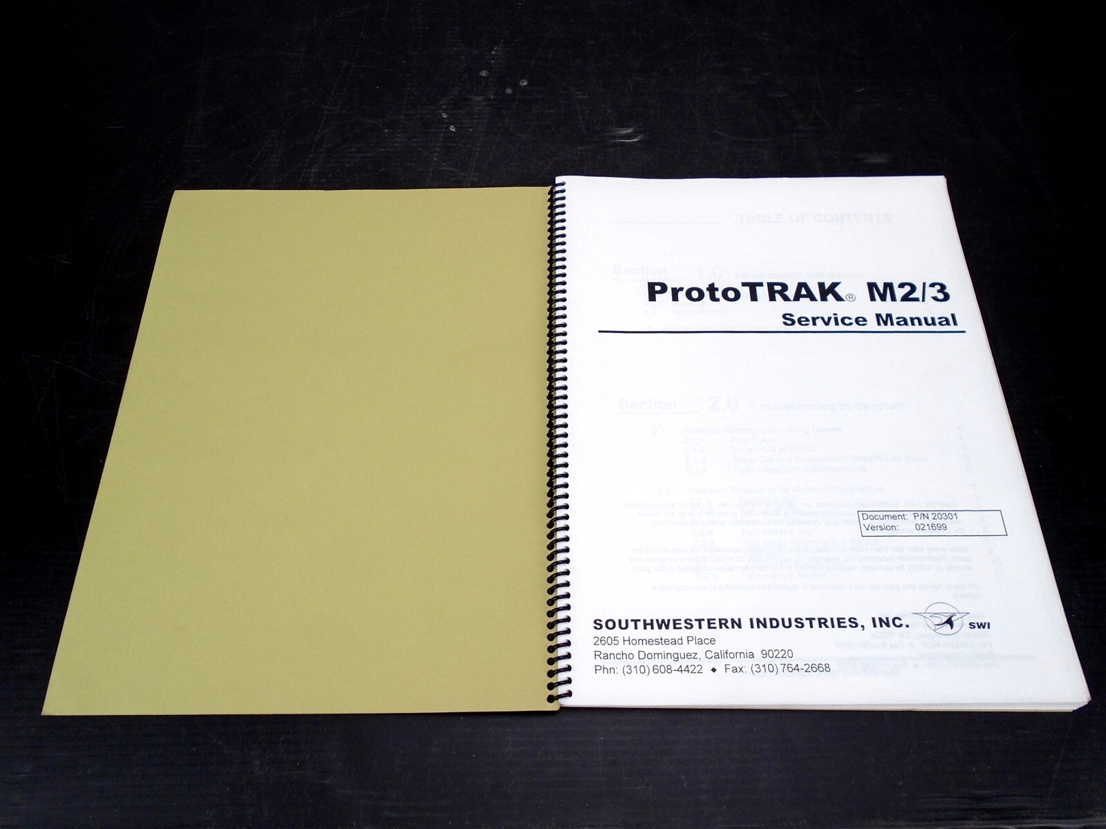 SOUTHWESTERN INDUSTRIES INC. – ProtoTRAK M2/3 SERVICE MANUAL – P/N 20301 – 1999