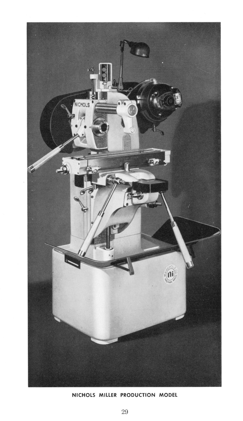 NICHOLS Horizontal Milling Machine Owner Operator’s Handbook Manual 0489