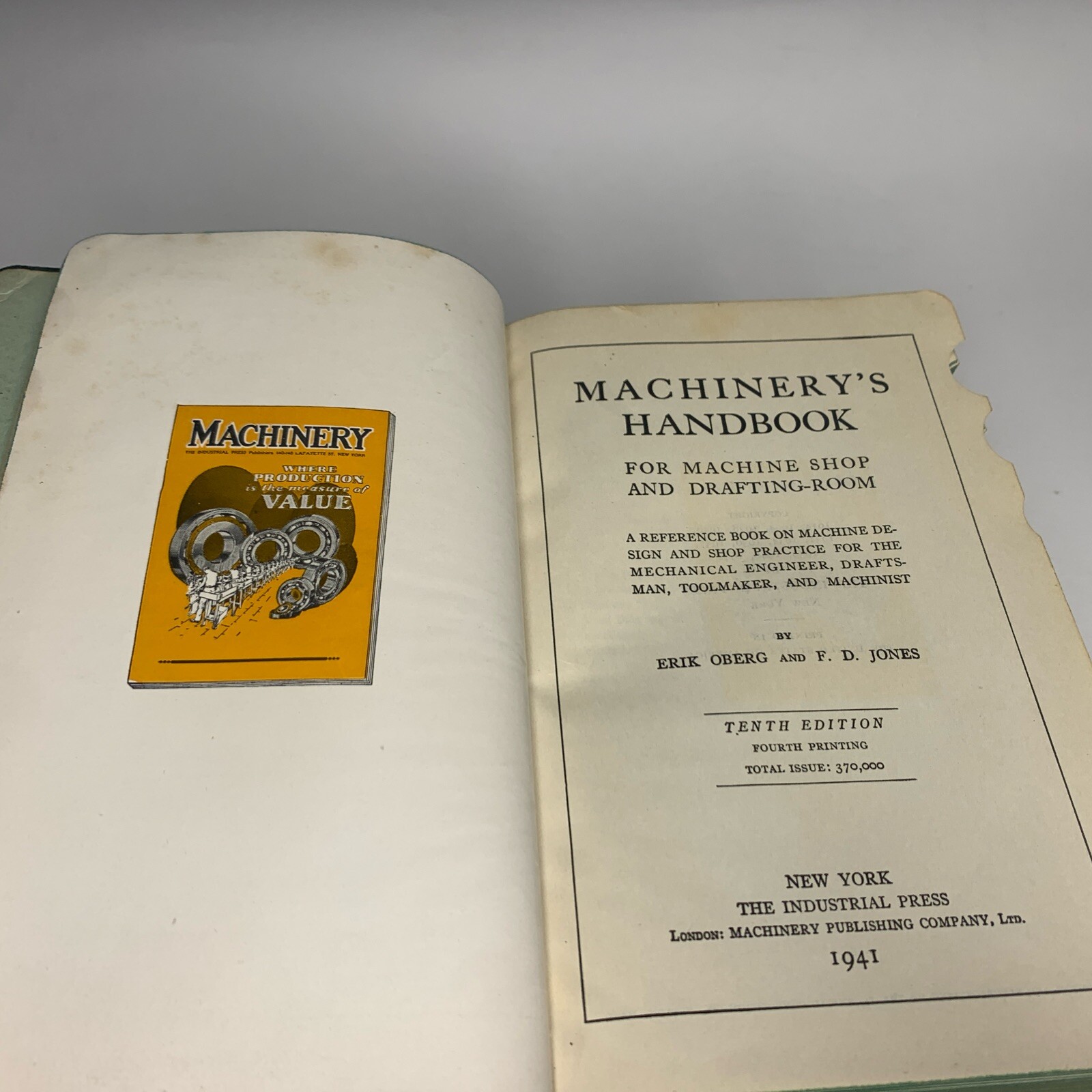 Machinery’s Handbook, The Industrial Press 10th Edition, Jones 1941