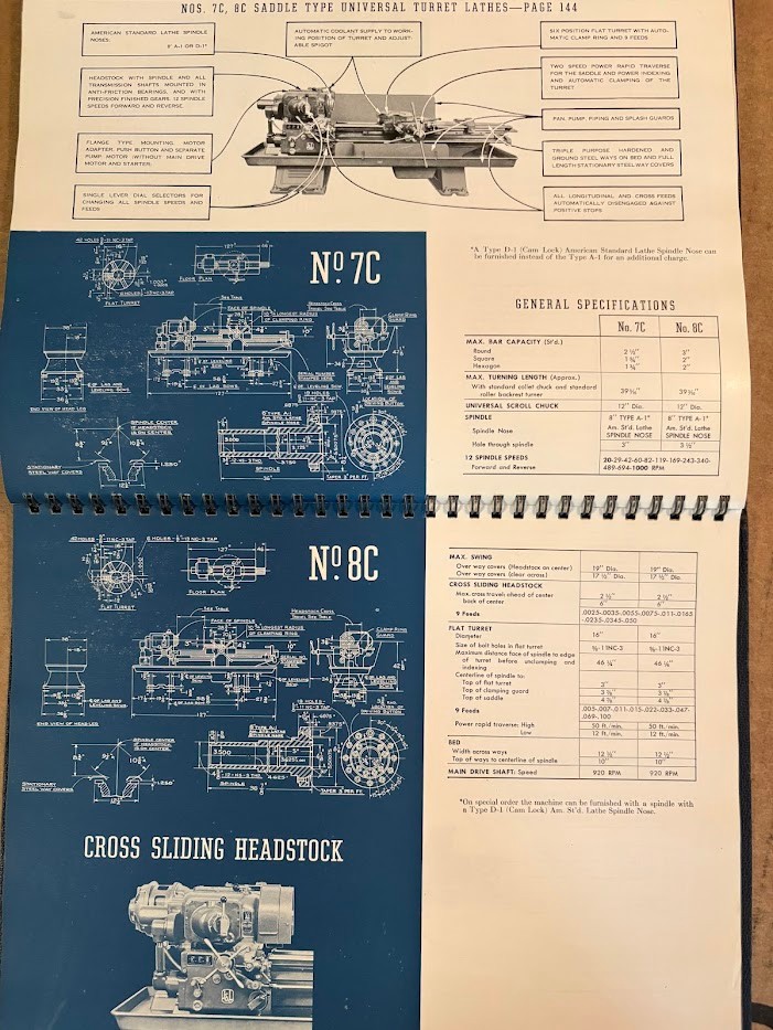 Vth Jones & Lamson Catalog No. 47-454-7M Machine Tools Turret Lathes Spec Manual