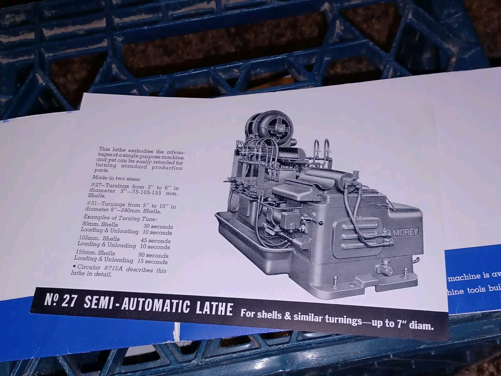 MOREY MACHINE TOOL CATALOG Turret Lathes Shapers Milling Drills SALES FLYER LOT