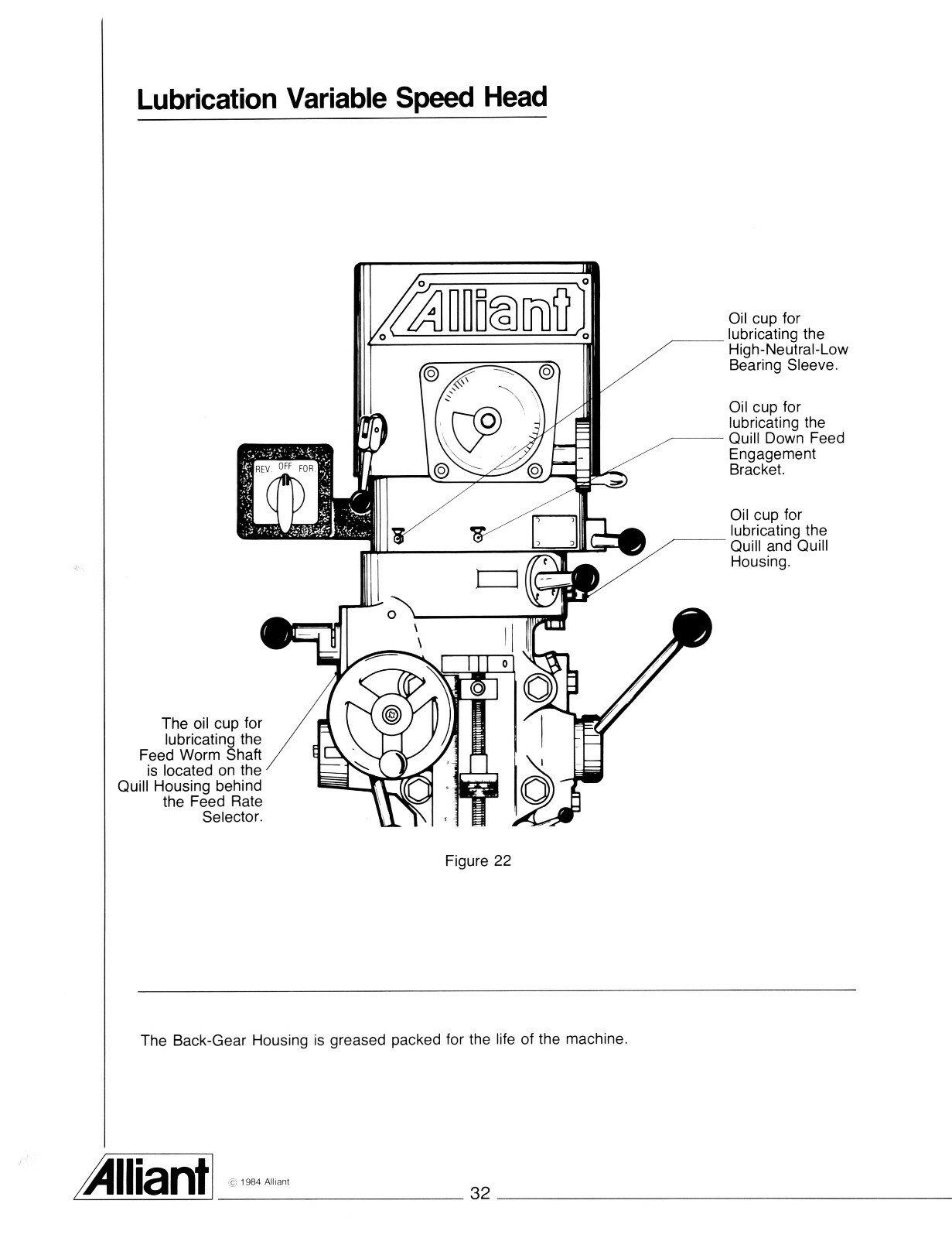 Alliant RT2S & RT2V Milling Machine Operation, Maint, & Parts List Manual #2108