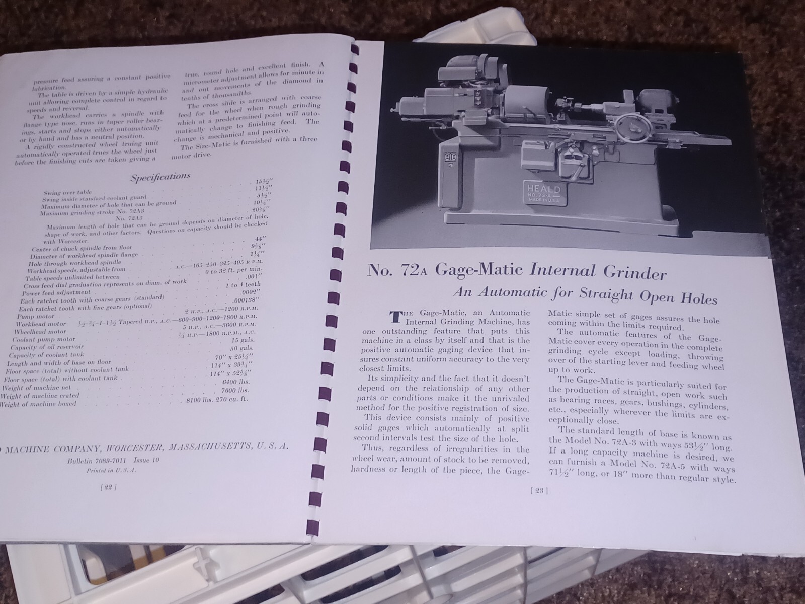 HEALD COMPANY Precision GRINDING BORING Borizing MACHINES CATALOG BOOK Issue 12