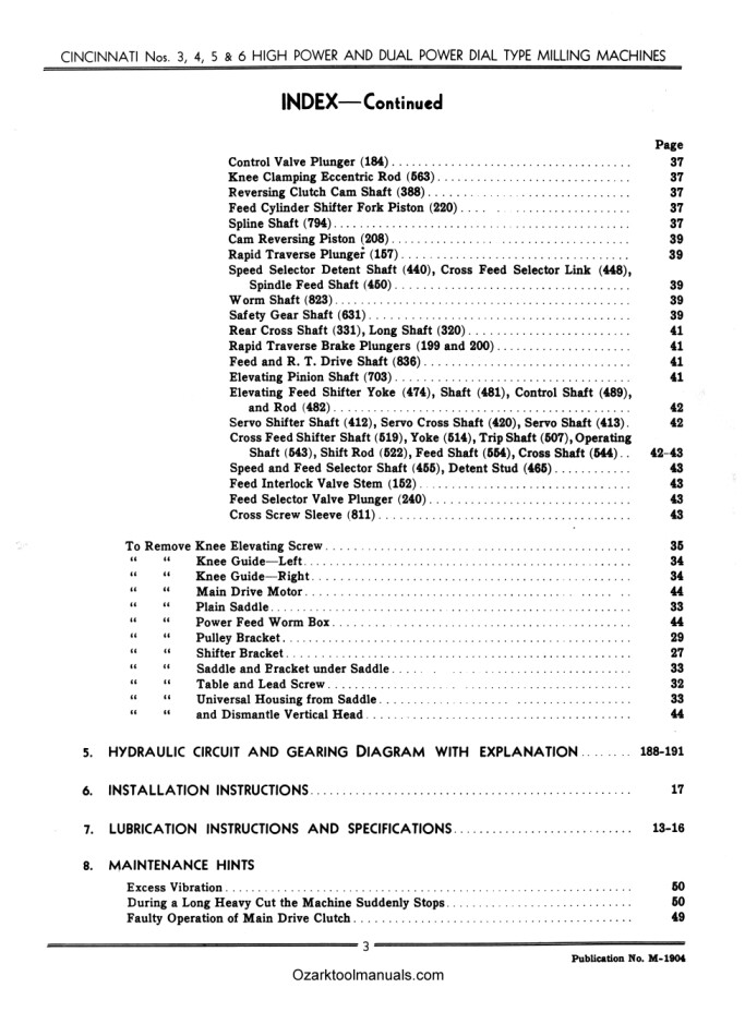 Cincinnati High Power Dual Dial Horizontal Vertical Milling Machine Manual 1292