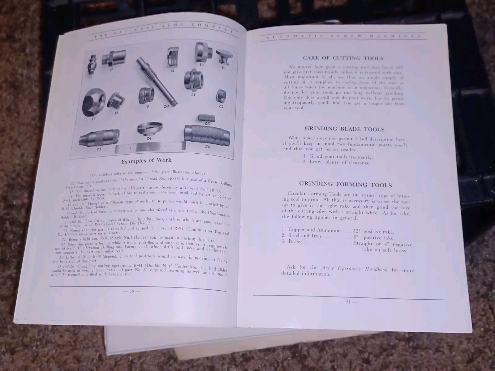 National Acme Company Model A MULTIPLE SPINDLE AUTOMATIC SCREW MACHINE CATALOG