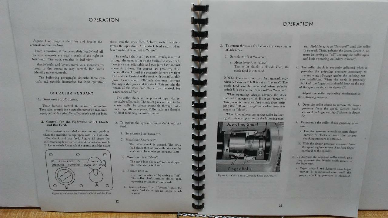 Jones & Lamson #5 Turret Ram Type Lathe Parts & Service Manual