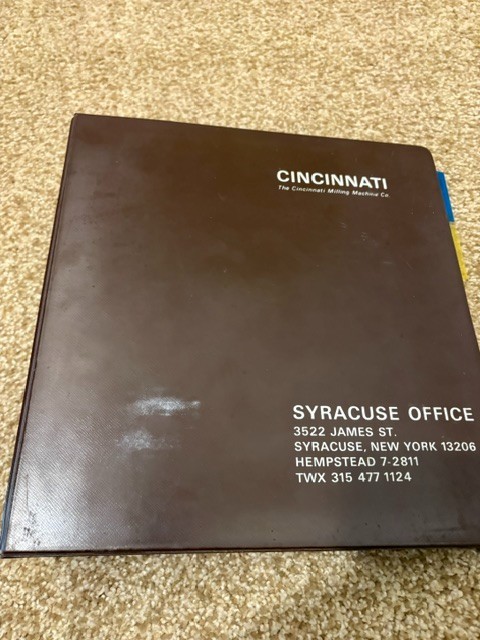 Vintage Cincinnati Milling Milacron Machine Company Salesman Binder Catalog