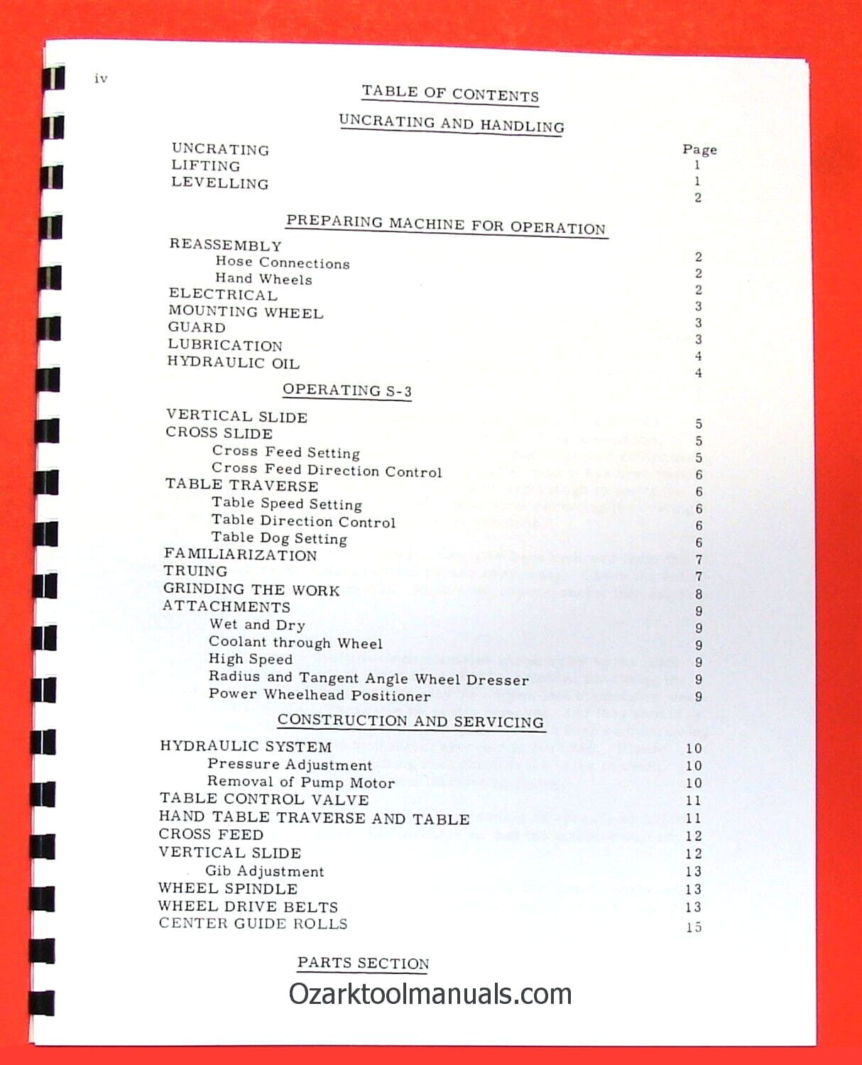 NORTON 6″x18″ Hydraulic Surface Grinder S-3 Owners Instruction Parts Manual 0493