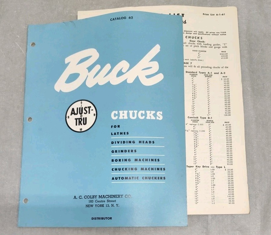 Buck Chucks Lathe Machine Parts Catalog Brochure Vtg Advertising Kalamazoo MI