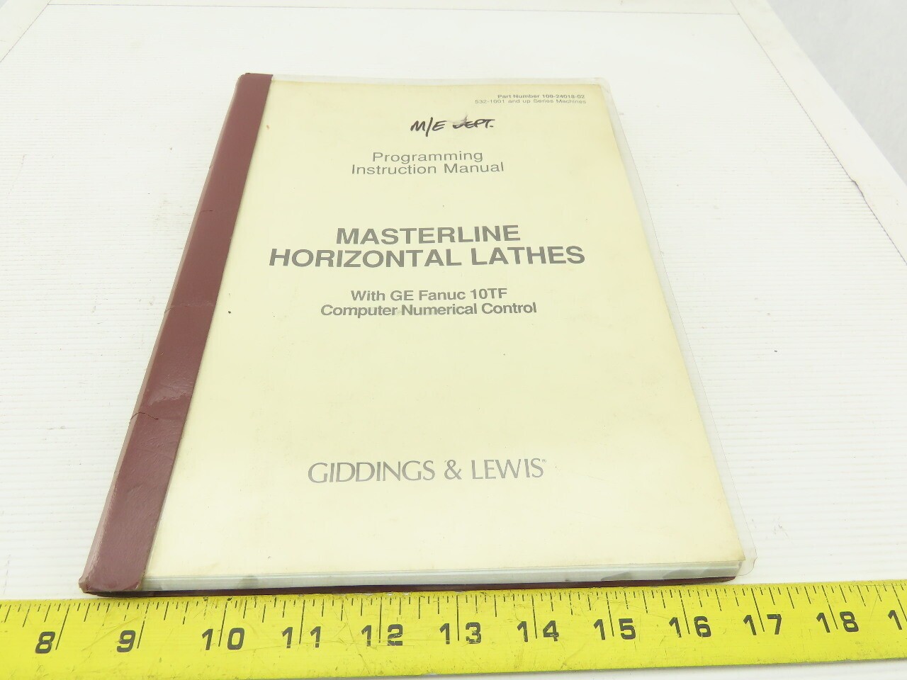 Giddings & Lewis Masterline GE Fanuc 10TF CNC Programming Manual 108-24018-02