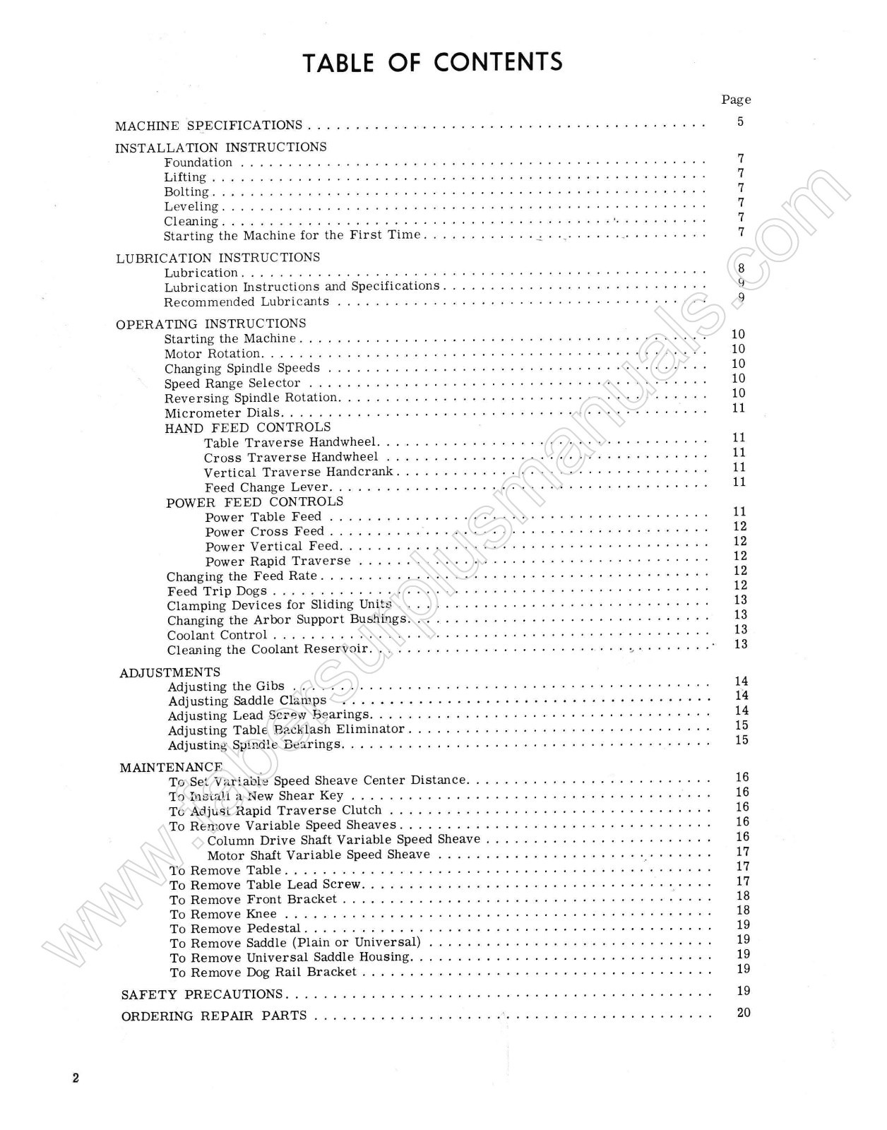 Cincinnati Cintimill 203-205 Model DH Instruction & Repair Parts Manual *489