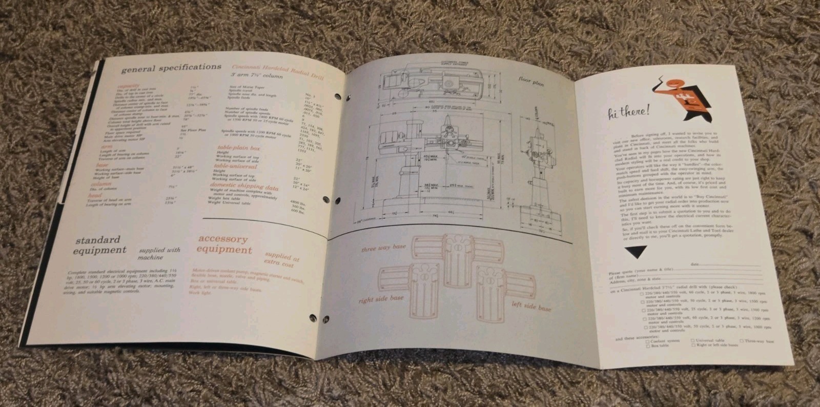 3″ & 7 1/2″ CINCINNATI LATHE AND TOOL COMPANY RADIAL DRILL CATALOG D-133-1 Book