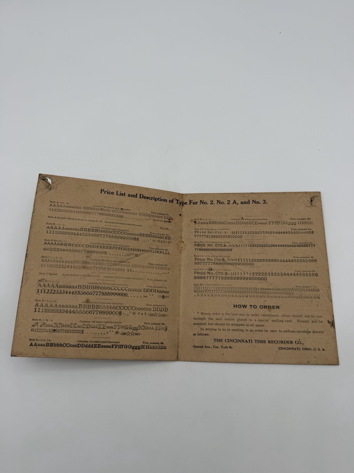 Cincinnati Time Recorder No 6A Rotary Printing Press Instructions Price List